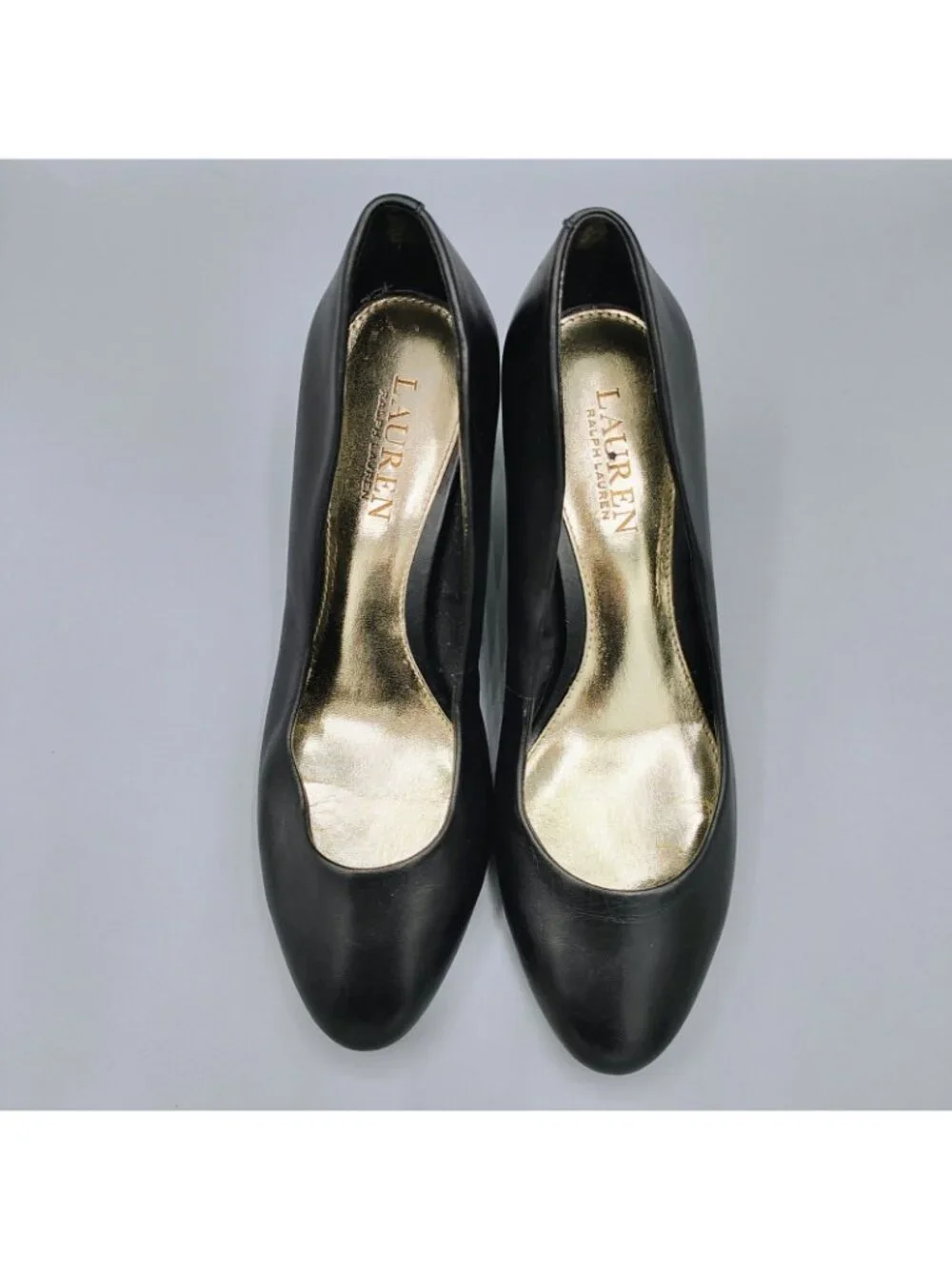Lauren Ralph Lauren Womens Black Leather Block Heel Pumps (Size 8B)